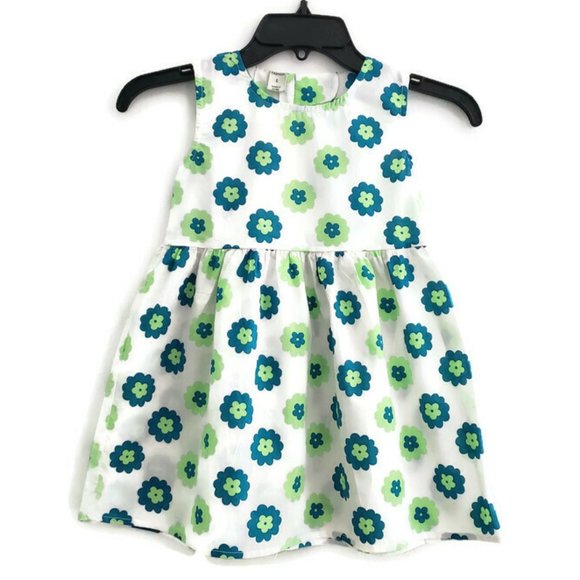 Other - Girl's Blue/Green Floral Cotton Summer Dress Sleeveless